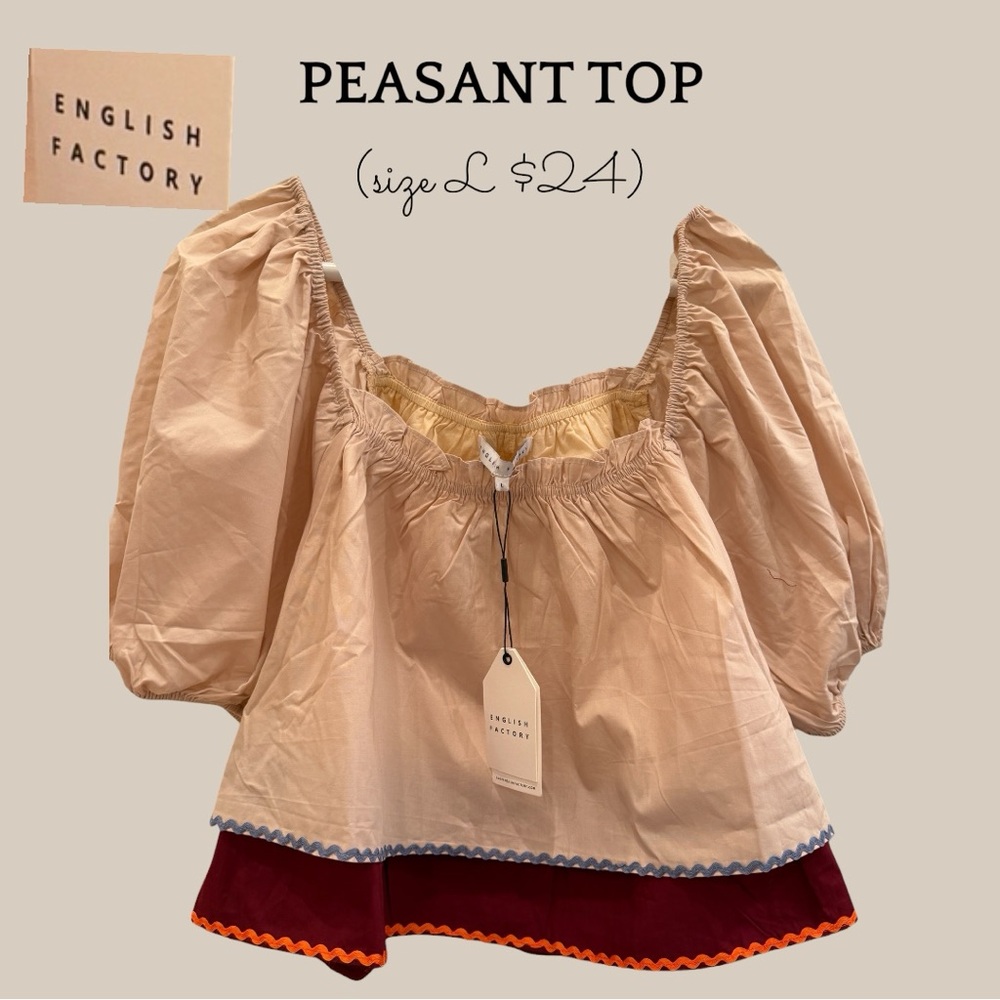 English Factory Beige Peasant Top